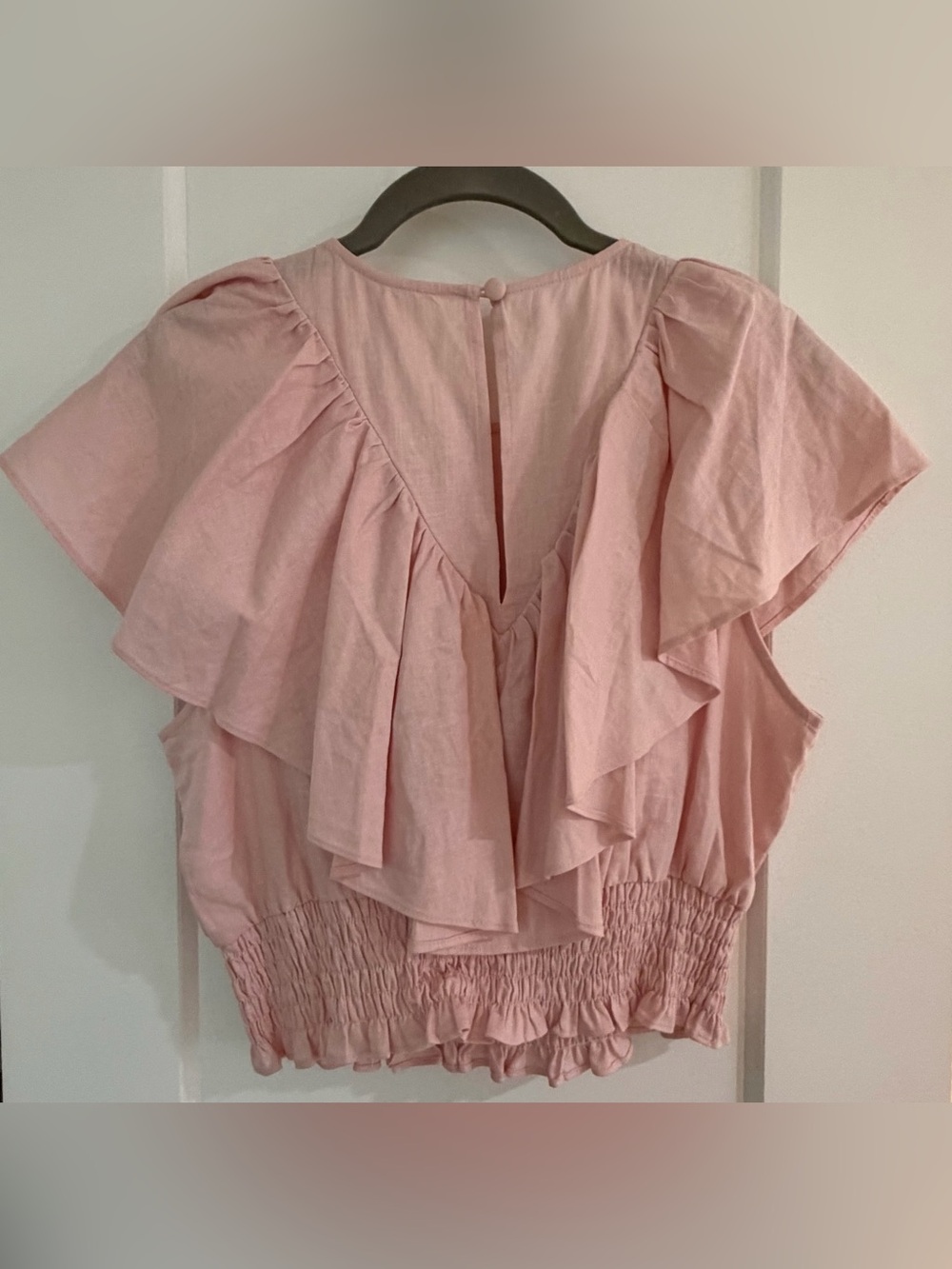 Open Edit Linen Ruffle Top - Picture 3 of 5